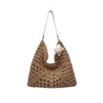Boho Hollow‑Woven Straw Tote Bag with Cute Charm