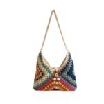 Colorful Crochet Bead Decor Shoulder Tote Bag