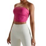 Pink Ribbed Tube Top & White High‑Rise Ribbed Leggings Set
