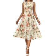 Sleeveless Floral Smocked Tiered Midi Dress