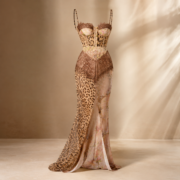 Leopard Print Lace Corset Maxi Evening Dress - Image 2