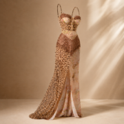 Leopard Print Lace Corset Maxi Evening Dress - Image 3