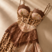 Leopard Print Lace Corset Maxi Evening Dress - Image 4