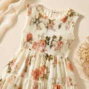 Sleeveless Floral Smocked Tiered Midi Dress - Image 4