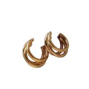 Gold Tone Triple Layer Hoop Statement Earrings