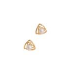 Gold‑Tone Open‑Frame Triangle Pearl Stud Earrings