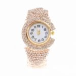 Rose Gold Crystal Paved Analog Ladies Wrist Watch