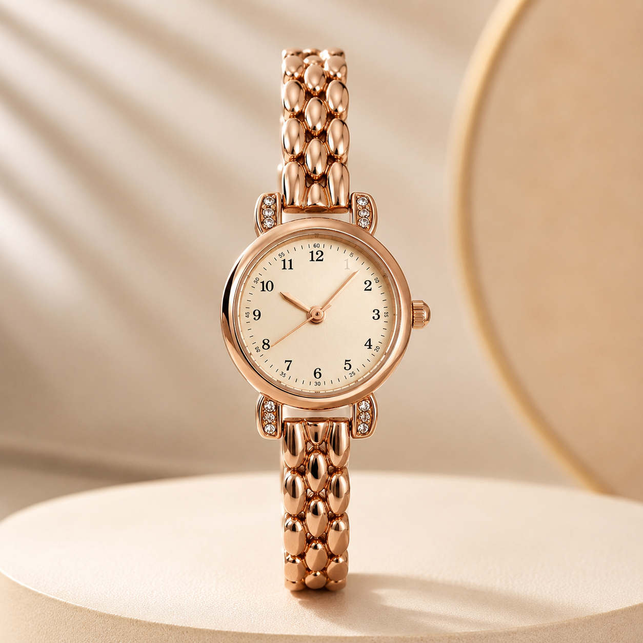 Rose Gold Crystal Bracelet Watch