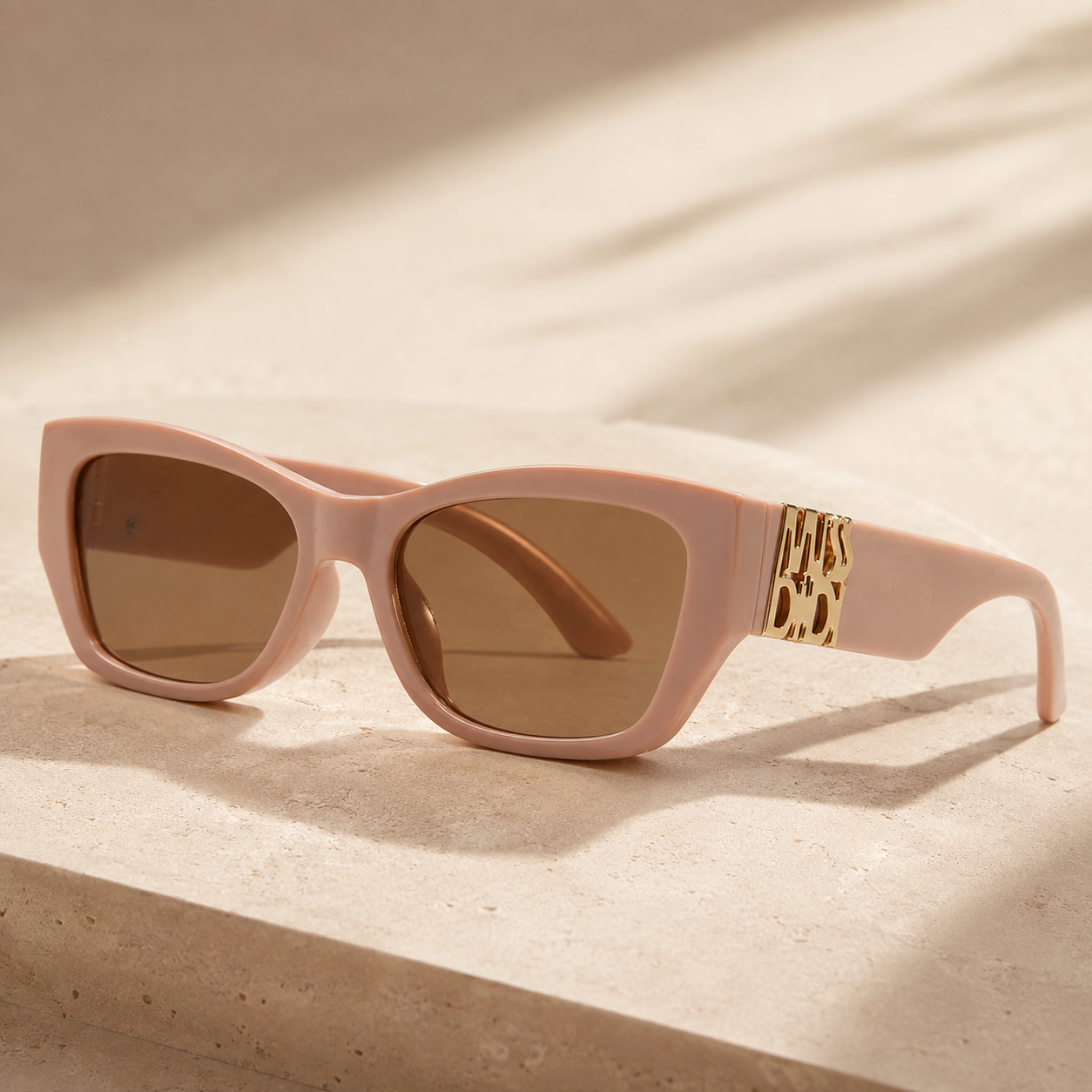 Blush Gold Accent Cat-Eye Sunglasses