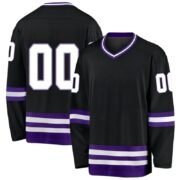 Black Purple‑Trim Long Sleeve Hockey Game Jersey