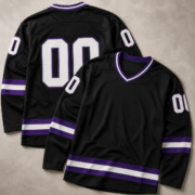 Black Purple‑Trim Long Sleeve Hockey Game Jersey - Image 4