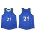 Blue Sleeveless Basketball Jersey Green‑Black Trim