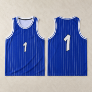 Blue Pinstripe Sleeveless Basketball Practice Jersey - Image 3
