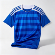 Blue Horizontal‑Stripe Short‑Sleeve Soccer Jersey - Image 4