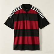 Red Black Striped Short‑Sleeve Soccer Henley Jersey - Image 4